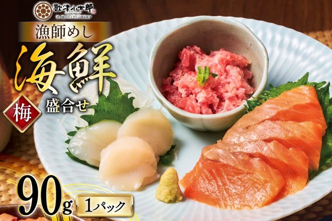詰め合わせ 漁師めし 盛合せ 〈梅〉 90g×1 [橋本水産食品 宮城県 南三陸町 m304amh590008] 魚介 魚介類 魚 海鮮 海鮮丼 丼 サーモン 銀鮭 鮪 まぐろ マグロ 鮭 まぐろたたき 小分け 個包装 冷凍 三陸 ホタテ 帆立 ほたて