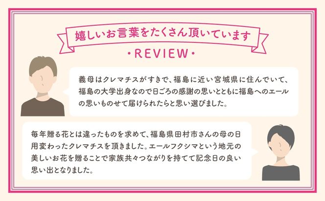 ＼先行受付 令和8年5月10日の母の日お届け：5月6日(水) 決済完了分まで！／  クレマチス 「 エールフクシマ 」 5号鉢 ラッピング付き 母の日直前にお届け 2026年 お母さんへの心を込めた贈り物 長持ち 鉢植え フラワーセット プレゼント 送料無料 故郷納税 福島県 田村市 フローラハシモト N052-007