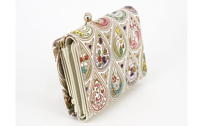 財布 三つ折り ミニ財布 花と猫ミックス 文庫屋大関 三つ折り財布 三つ折りミニ財布 手のひらサイズ 小さい財布 小さい レディース 本革 牛革 革 コンパクト カード 収納 工芸品 雑貨 花 猫 グッズ 日本製 東京