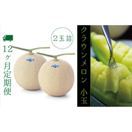 【12ヶ月定期便】クラウンメロン（白等級）小玉　２玉入 果物類 メロン青肉 