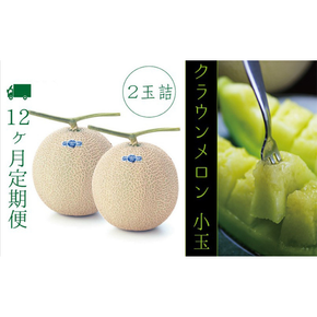 【12ヶ月定期便】クラウンメロン（白等級）小玉　２玉入 果物類 メロン青肉 