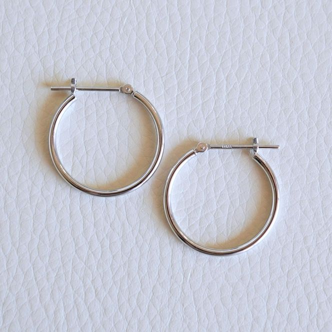 K14WG ホワイトゴールド 地金 パイプ フープ 定番 ピアス（直径20mm) 保証書付 KO-0079 SWAD106