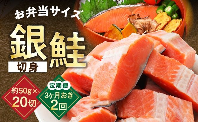 G3711 【定期便】銀鮭 切身 約50g×20切れ 全2回【2026年1月＆2026年4月発送 小分け 漁師 手切り 1kg さけ サケ 切り身 弁当 朝食 時短 訳あり サイズ不揃い 規格外 冷凍食品】