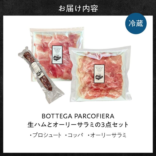 BOTTEGA PARCOFIERA 生ハムとオーリーサラミの3点セット プロシュート コッパ オーリーサラミ 熟成スライス 食べ比べ ワインに合う_Y037-0362