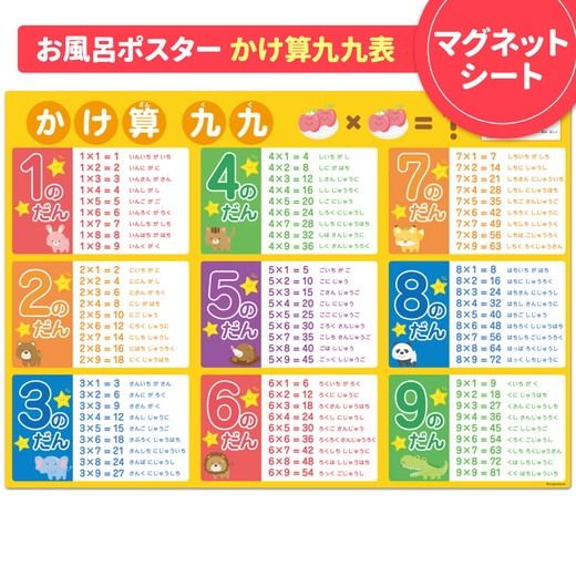 【九九表ポスター】マグネットシート製 お風呂ポスター 40cm×57cm