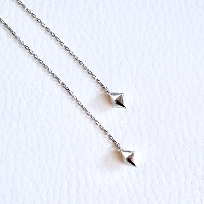 K18WG(18金) ホワイトゴールド 地金 菱形 チェーン ピアス シンプル 保証書付 KO-0071 242-035-b