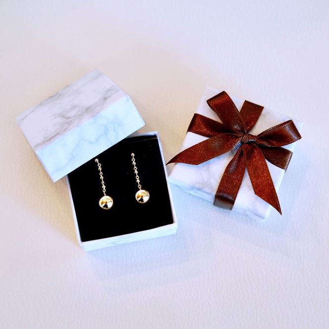 K18(18金) イエローゴールド ボール チェーン ピアス 地金 中空(直径8mm) 保証書付 M1059 242-038