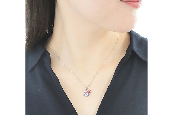 ネックレス PT900/K18YG プラチナ ゴールド コンビ タンザナイト ルビー ダイヤモンド 蝶 ペンダント バタフライ 誕生石 【f281-ptyg-taru】 アクセサリー アクセ ジュエリー [オーダーメイドジュエリーメイ 山梨県 韮崎市 20745215]