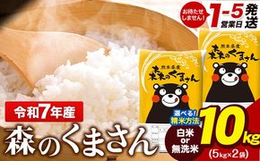 令和7年産 無洗米 も 選べる 森のくまさん 10kg 5kg × 2袋  白米 熊本県産 単一原料米 森くま《1-5日以内に出荷予定(土日祝除く)》《精米方法をお選びください》送料無料---gkt_lcl_597_10kg---