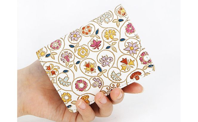 【文庫屋大関】箱まち小銭入れ　金唐小花【皮革工芸品】 ファッション小物 財布 民芸品 