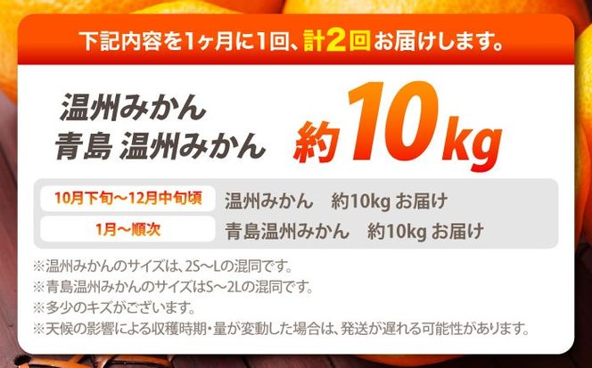 【2026年10月下旬～発送】【2回定期便】温州みかん 食べ比べ 10kg×2回 / みかん 青島みかん ミカン 蜜柑 甘い フルーツ 果物 / 南島原市 / 蜜柑屋まつお[SCQ004]