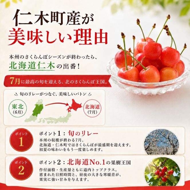 2027年発送 北海道 仁木町産  さくらんぼ 佐藤錦 1kg（500g×2パック） 旬の果物 産地直送 旬のフルーツ サクランボ チェリー フルーツ 果物 果物類  仁木町 仁木 [JA新おたる] 