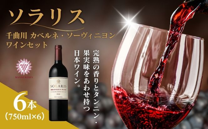 ワイン 信州ワイン 赤 ソラリス 千曲川 カベルネ・ソーヴィニヨン  ワインセット 750ml×6本 赤ワイン お酒 ぶどう酒 タンニン 完熟した香り 果実味 スパイシー 晩酌 おうちディナー 飲み物 家飲み 宅飲み