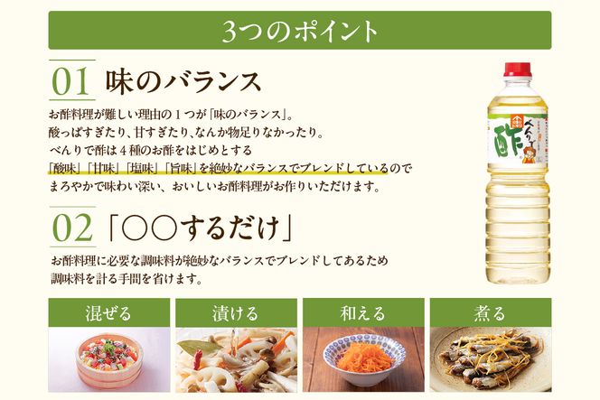 《12/22まで年内発送》【べんりで酢セット360ml×6本】 ツンとこないまろやかな酸味と甘味 簡単 便利 合わせ酢 酢の物 料理 寿司飯 お酢煮 手羽元煮 ふるさと納税 送料無料 香美町 香住 兵庫県 トキワ 16-06