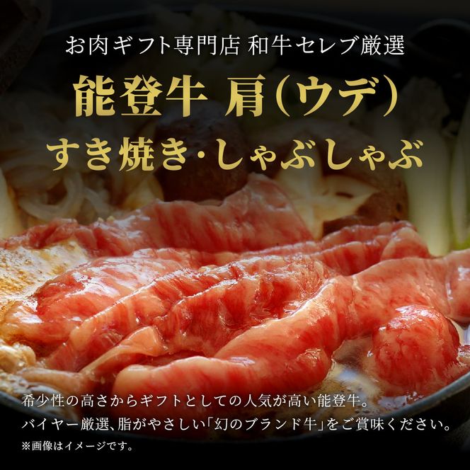 肉【和牛セレブ】能登牛　牛肩(うで) すき焼き・しゃぶしゃぶ 200g 黒毛和牛 霜降り ギフト 石川県 能美市 172111_DB019