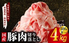 mrzZ069 【定期便】国産 豚肉 切り落とし 4kg×全2回【氷温熟成×極味付け 500g×8P ぶたにく 普段使い 野菜炒め 訳あり サイズ不揃い 2026年3月＆6月発送】
