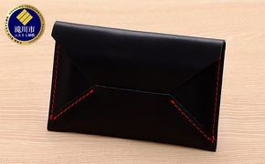 牛革　レター型名刺入れ　ブラック