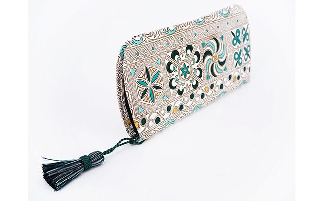 【文庫屋大関】メガネケース　錦紗＜緑＞【皮革工芸品】 ファッション小物 民芸品 