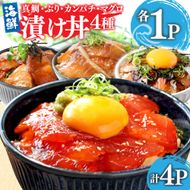 【CF-R7hbk】漬け丼 4種 海鮮丼 海鮮丼セット 真鯛 ブリ カンパチ マグロ 漬け丼セット 80g×各1P 計4P 海鮮 漬け お茶漬け 鯛 ぶり 鰤 かんぱち まぐろ 鮪 冷凍 小分け パック ご飯 晩御飯 惣菜 刺身 高知県 