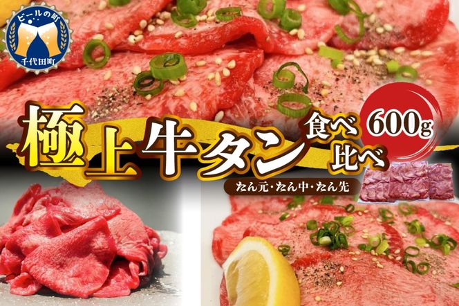 極上牛タン食べ比べ（600ｇ） 群馬県 千代田町 牛肉  牛タン お肉 焼肉 バーベキュー BBQ キャンプ アウトドア 食品 冷凍便 グルメ お取り寄せ  送料無料