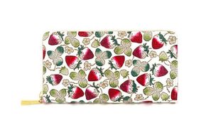 長財布 大容量 ぐるっとファスナーの長財布 いちご 文庫屋大関 通帳が入る 財布 レディース ラウンドファスナー レザー 本革 革 文庫革 レディース財布 お財布 通帳 通帳入れ 通帳ケース 柄 日本製 東京 墨田区