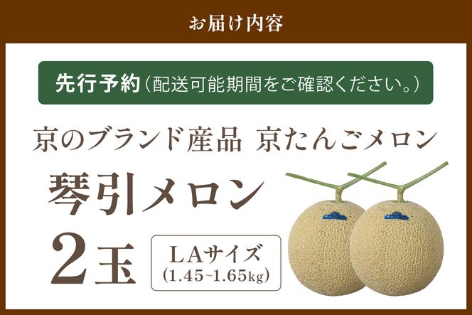 【先行予約／数量限定500】京のブランド産品 京たんごメロン 琴引メロン LAサイズ 2玉（2026年6月下旬～発送）　JK00024