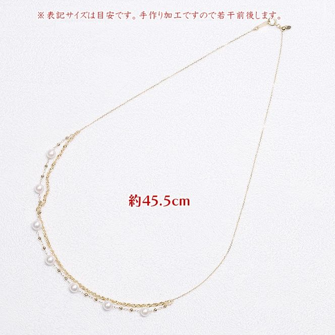 k18 パール ネックレス レディース アコヤ真珠 ゴールド 2連 k18 パール ネックレス レディース アコヤ真珠 ゴールド 2連