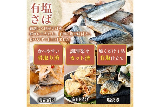 骨取り 国産 塩 さば 切身(計60切)塩さばフィーレ付き 鯖 サバ 骨なし 骨とり 冷凍食品 魚 魚介 小分け パラパラ冷凍 【AW-130】【丸正水産】