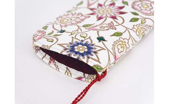 【文庫屋大関】メガネケース　花更紗【皮革工芸品】 ファッション小物 民芸品 