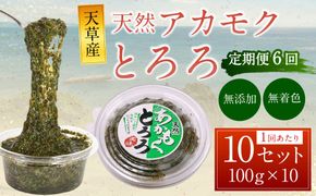【6回定期便】天草産 天然 アカモク とろろ （100g ×10セット） 合計6kg 海藻 あかもく スーパーフード 無添加 無着色 冷凍 九州産 熊本県 上天草市