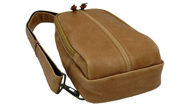 レトロボディバッグ キャメル ( No.4977-24 ) / ボディバッグ 豊岡 職人手作り 仕分け収納 2層構造 通気性 シンプル ワンショルダー 日本製 メンズ レディース バッグ かばん 鞄 木和田株式会社
