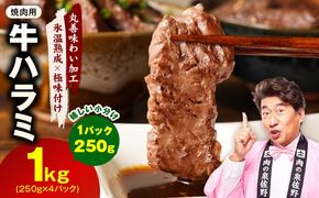 mrz0420 牛肉 ハラミ 1kg 小分け 250g×4P【氷温熟成×極味付け 味付き 牛肉 訳あり 不揃い 焼肉 BBQ 野菜炒め】
