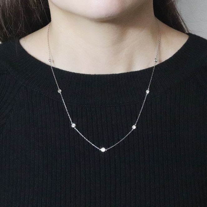 プラチナ　1.00ct　ダイヤモンドステーションネックレス　BQ-202