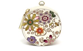 【文庫屋大関】マカロンポーチ みつばち【皮革工芸品】 ポーチ ミニポーチ 小物入れ アクセサリー入れ イヤホン入れ 収納 保管ケース 手のひらサイズ  本革 革 皮革 工芸品 工芸 雑貨 ギフト プレゼント 日本製 東京