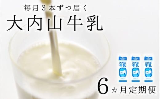 牛乳 【6か月定期便】大内山牛乳の定期便　1L×3本を6か月連続でお届け！　牛乳 ミルク 成分無調整牛乳 定期便【tkb404】