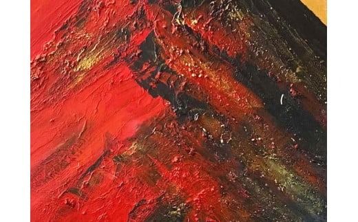 富士山溶岩パワーアート「開運昇龍雲と赤富士」 絵画 富士山 溶岩 アート インテリア パワーアート 出世富士 額縁付 山梨 富士吉田