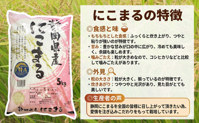 静岡県産にこまる　10kg(5kg×2袋)　白米 精米 米 産地 直送 静岡 袋井市
