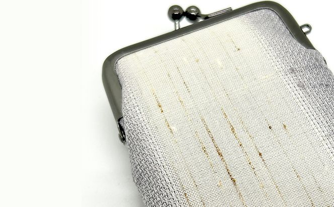 がま口ポーチS ぜんまい紬 白色 ファッション小物 財布 ファッション 