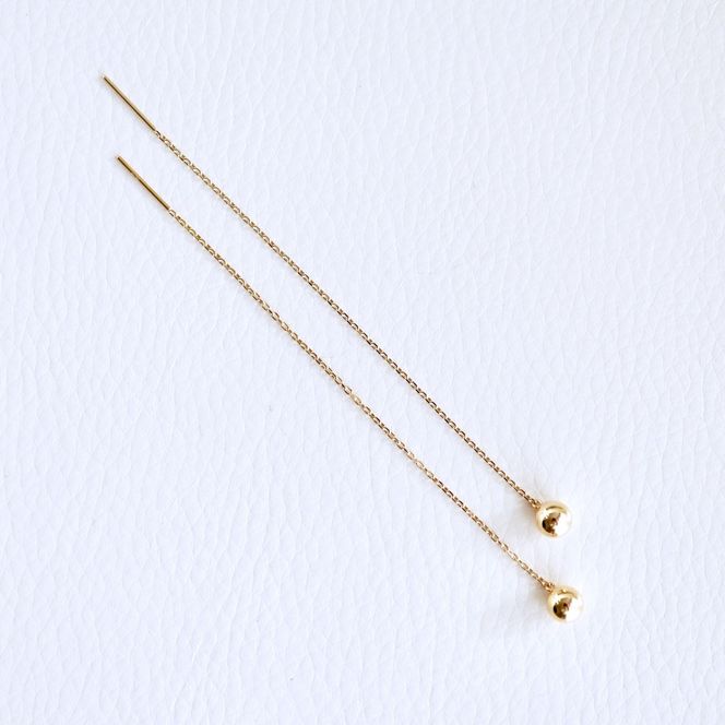 K18(18金) イエローゴールド 地金 ボール チェーン ピアス シンプル 保証書付 KO-0073 242-033-a