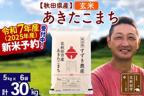 ※令和7年産 新米予約※秋田県産 あきたこまち 30kg【玄米】(5kg小分け袋)【1回のみお届け】2025年産 お米 すずき農産|szap-21001
