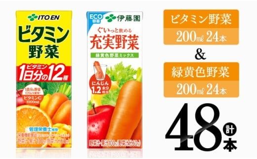 ビタミン野菜(紙)24本+緑黄色野菜(紙)24本[伊藤園 飲料類 野菜 緑黄色野菜 ビタミン野菜 ジュース セット 詰め合わせ 飲みもの] [D07372]