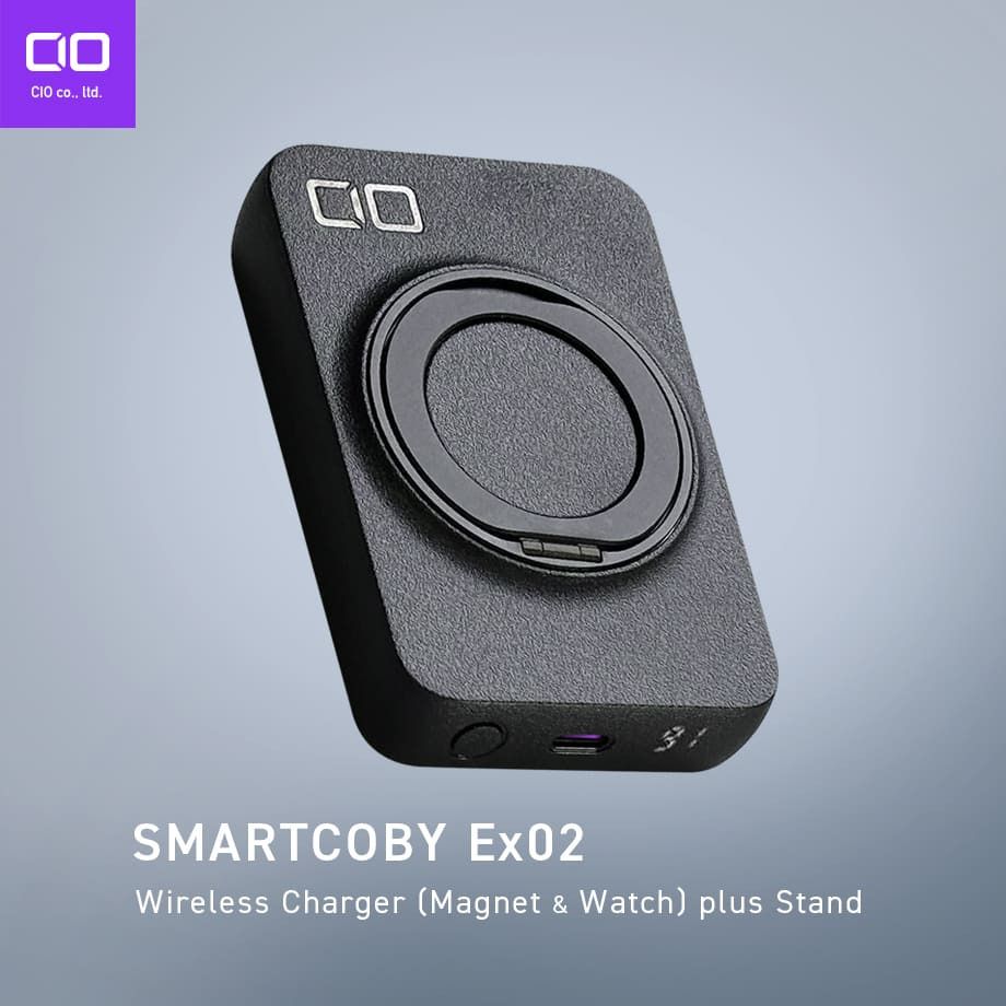 SMARTCOBY Ex02(ブラック) SMARTCOBY Ex02 Wireless Charger (Magnet&Watch) plus Stand|モバイルバッテリー ワイヤレス充電 MagSafe対応スマホ対応 iPhone Airpods AppleWatch [2526]
