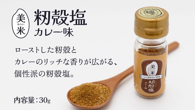 金の恵み米塩 美米～みらい～ 塩３種セット（米塩・籾殻塩カレー味・黒糖入りごまみそ塩）ソルト しお salt 食べ比べ 調味料 塩 セット 便利 料理 味付 アレンジ こだわり 天然 ミネラル 手づくり さかたの塩 おにぎり 米 コシヒカリ こしひかり 玄米 甘み 旨味