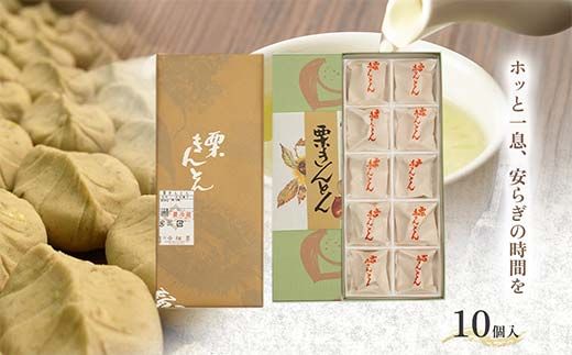 ＜御菓子司梅園＞ 栗きんとん10個 【10月お届け】 栗きんとん 和菓子 菓子 スイーツ 秋 限定 詰め合わせ 冷蔵 岐阜県 F4N-3039