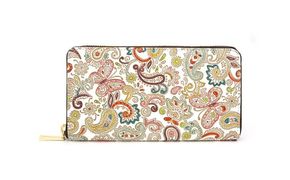 【文庫屋大関】 大容量　ぐるっとファスナーの長財布　ペイズリー【皮革工芸品】 ファッション小物 民芸品 