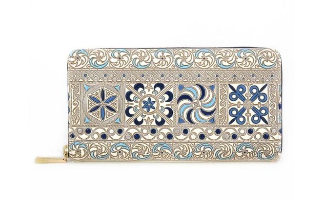 長財布 大容量 ぐるっとファスナーの長財布 錦紗〈青〉 文庫屋大関 通帳が入る 財布 レディース ラウンドファスナー レザー 本革 革 文庫革 レディース財布 お財布 通帳 通帳入れ 通帳ケース 日本製 東京 墨田区