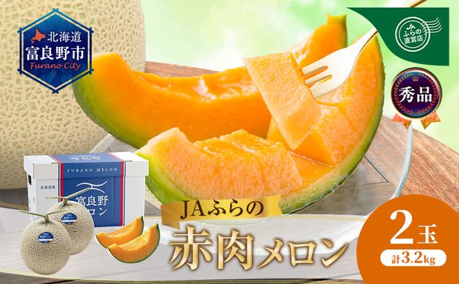 【2026年8月発送】JAふらの 赤肉メロン 2玉 計3.2kg 富良野市 メロン フルーツ 果物