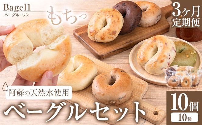 【3ヶ月定期便】阿蘇の天然水使用 ベーグルセット 10個入 ベーグル・ワン《お申込み月の翌月から出荷開始》熊本県 南阿蘇村 ベーグル パン おやつ 送料無料---sms_fbg1bgtei_29000_10p_mo3---