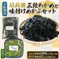 味付け めかぶセット 塩蔵 わかめ 300g (150g×2袋) 味付けめかぶ5P (120g×5P) 海鮮 海藻 わかめ ワカメ 魚貝類 魚介類 みそ汁 スープ 酢の物 小分け 三陸産 岩手県 大船渡市 [shitabo019]