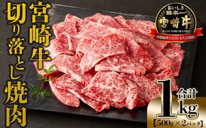 ＜宮崎牛 切落し焼肉1kg（500g×2）＞入金確認後、1～3か月以内に順次出荷【 国産 黒毛和牛 牛肉 牛 精肉 赤身 ブランド牛 ちょっと豪華 毎日の食卓 プチ贅沢 ご褒美 旨味 普段使い アレンジ自由 炒め物 煮物 お料理 切り落とし ミヤチク 宮崎県 】【b0986_my_x1】